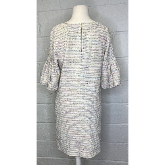 Ann Taylor Loft Rainbow Tweed Dress Medium Short Balloon Half Sleeve Pockets - Picture 7 of 11